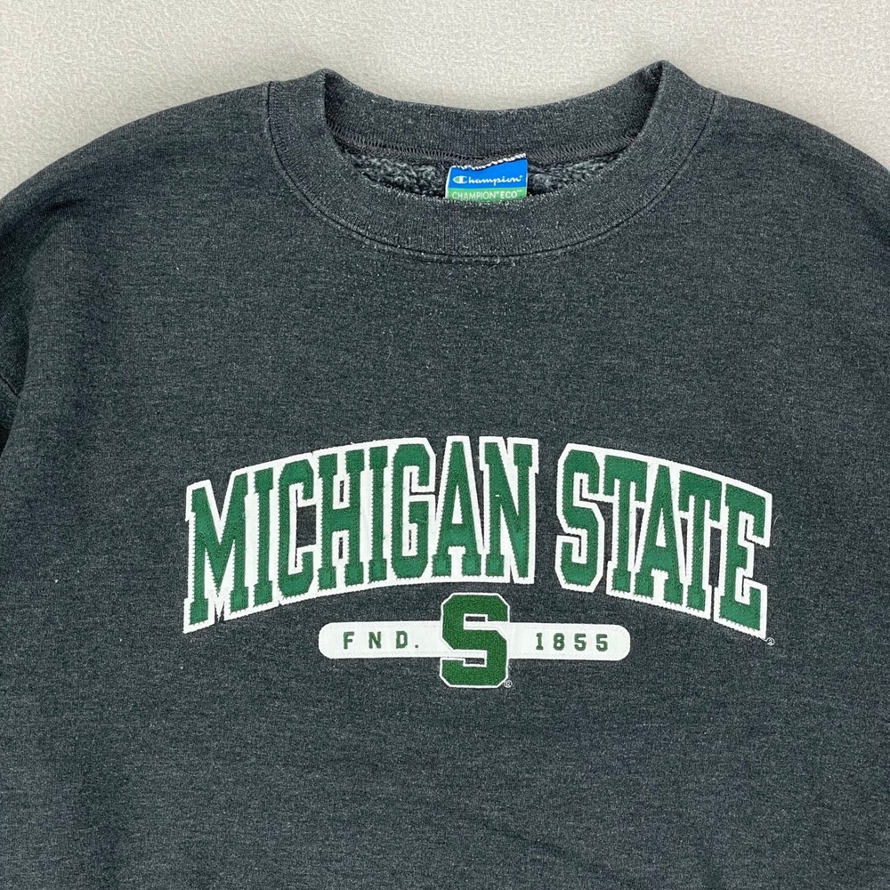 Michigan State Crewneck Sweatshirt Mens Large Grey Champion Eco Fleece Retro Y2K